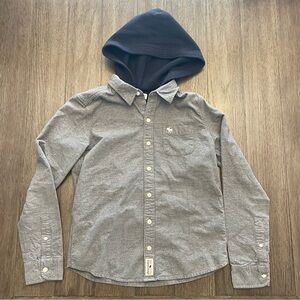 Abercrombie & Fitch Charcoal Hooded Button Down Shirt